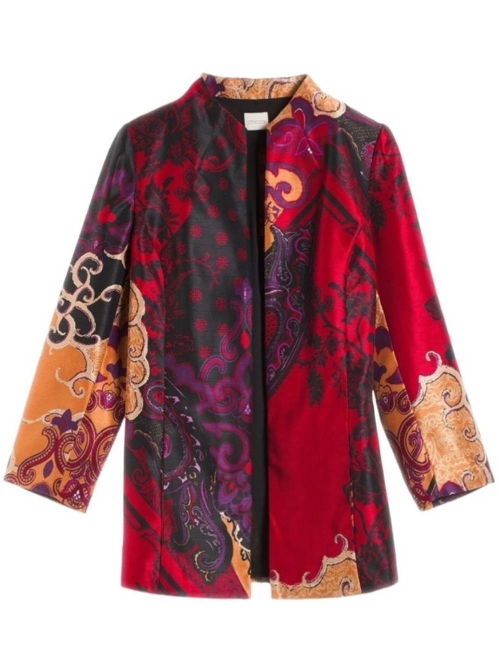 NWT Chico’s Holiday Splendor Print Jacket Top Size Small